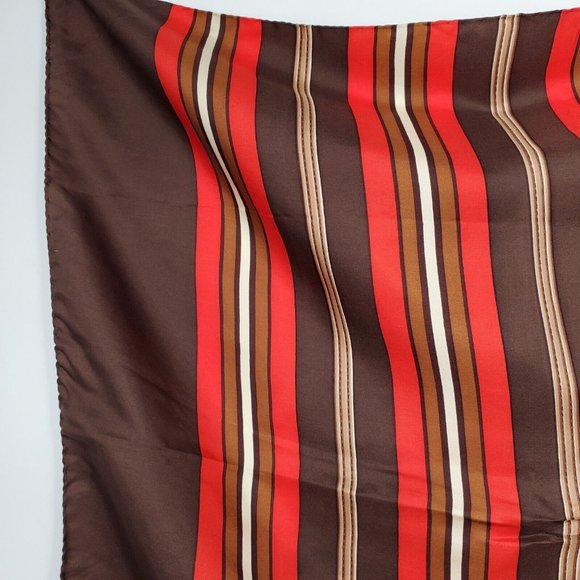 Daniel La Foret Silk Scarf Hand Rolled Brown Multicolor Geometric Striped - Picture 2 of 12